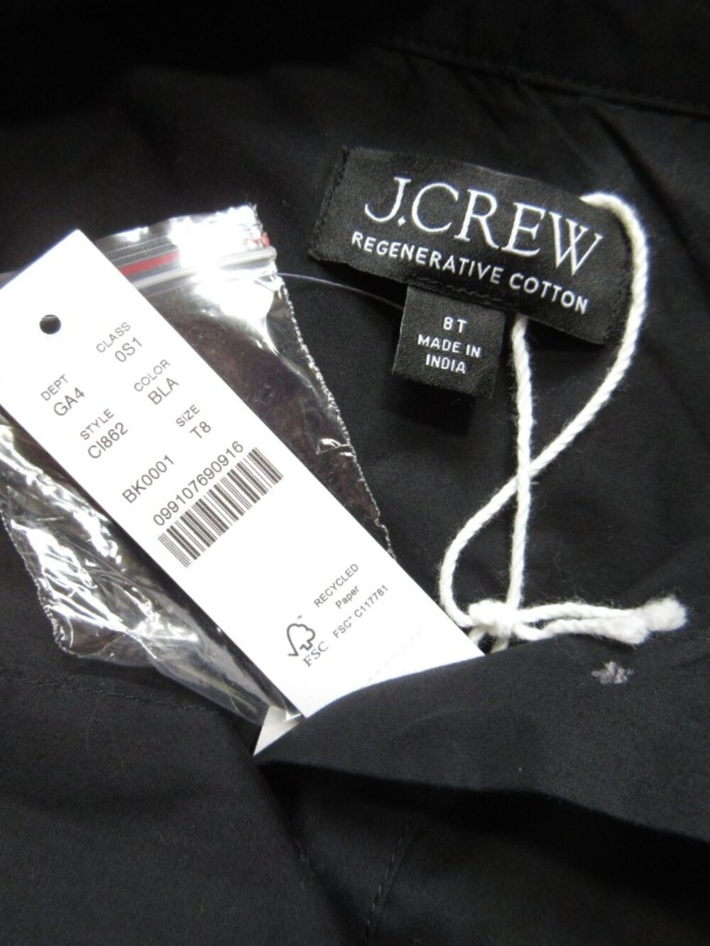 NWT J.Crew Tall Elena Shirt-Dress Midi in Black Solid Cotton Shirtdress 8T - Picture 7 of 7